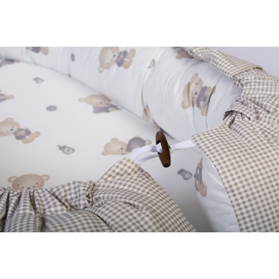 Φωλιά Ύπνου Bebe Bear's Nest 05 White-Grey Cotton Dimcol (85x60x15) 1Τεμ