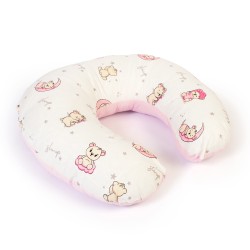 Μαξιλάρι Θηλασμού Bebe Bear's Nest 04 White-Pink Cotton Dimcol (60x50x15) 1Τεμ