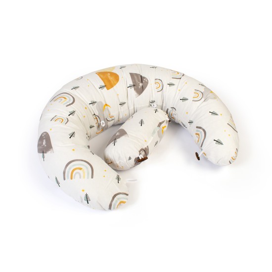 Μαξιλάρι Εγκυμοσύνης - Θηλασμού 2 Σε 1 Bebe Rainbow 01 White-Grey Cotton Dimcol (155 x 35 x 20) 1Τεμ