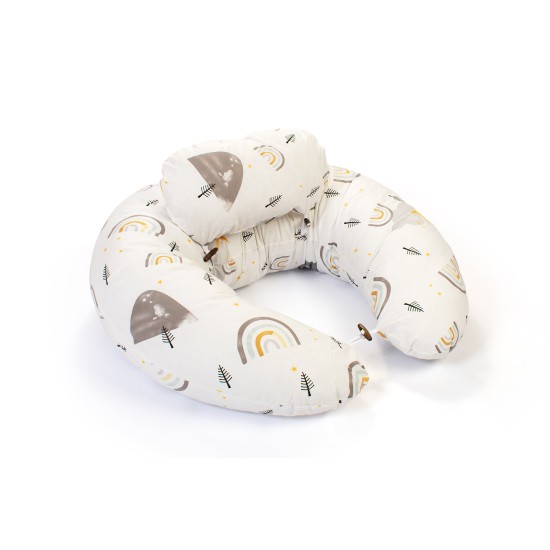 Μαξιλάρι Εγκυμοσύνης - Θηλασμού 2 Σε 1 Bebe Rainbow 01 White-Grey Cotton Dimcol (155 x 35 x 20) 1Τεμ