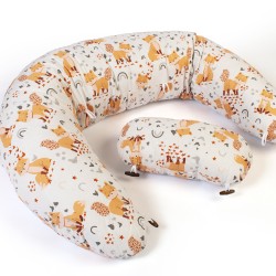Μαξιλάρι Εγκυμοσύνης - Θηλασμού 2 Σε 1 Bebe Cute Fox 02 White-Beige Cotton Dimcol (155 x 35 x 20) 1Τεμ