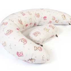 Μαξιλάρι Εγκυμοσύνης - Θηλασμού 2 Σε 1 Bebe Bear's Nest 04 White-Pink Cotton Dimcol (155 x 35 x 20) 1Τεμ