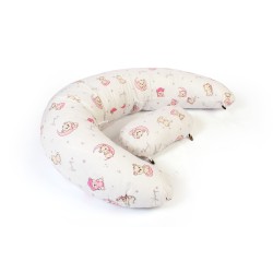 Μαξιλάρι Εγκυμοσύνης - Θηλασμού 2 Σε 1 Bebe Bear's Nest 04 White-Pink Cotton Dimcol (155 x 35 x 20) 1Τεμ
