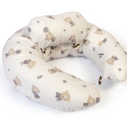 Μαξιλάρι Εγκυμοσύνης - Θηλασμού 2 Σε 1 Bebe Bear's Nest 05 White-Grey Cotton Dimcol (155 x 35 x 20) 1Τεμ