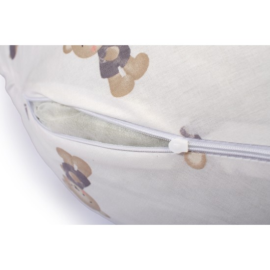Μαξιλάρι Εγκυμοσύνης - Θηλασμού 2 Σε 1 Bebe Bear's Nest 05 White-Grey Cotton Dimcol (155 x 35 x 20) 1Τεμ