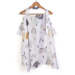 Ποδιά Θηλασμού Bebe Rainbow 01 White-Grey Cotton Dimcol (105x70) 1Τεμ