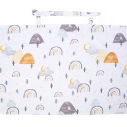 Ποδιά Θηλασμού Bebe Rainbow 01 White-Grey Cotton Dimcol (105x70) 1Τεμ