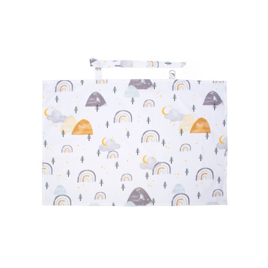 Ποδιά Θηλασμού Bebe Rainbow 01 White-Grey Cotton Dimcol (105x70) 1Τεμ