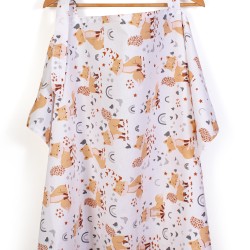 Ποδιά Θηλασμού Bebe Cute Fox 02 White-Beige Cotton Dimcol (105x70) 1Τεμ