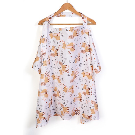 Ποδιά Θηλασμού Bebe Cute Fox 02 White-Beige Cotton Dimcol (105x70) 1Τεμ