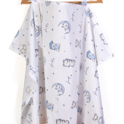 Ποδιά Θηλασμού Bebe Bear's Nest 03 White-Sky Blue Cotton Dimcol (105x70) 1Τεμ