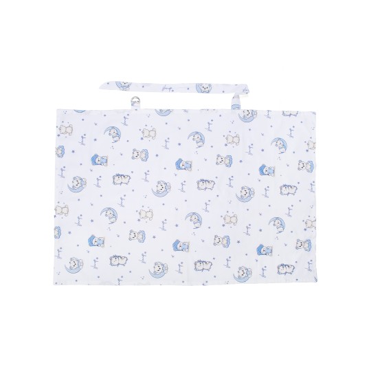 Ποδιά Θηλασμού Bebe Bear's Nest 03 White-Sky Blue Cotton Dimcol (105x70) 1Τεμ
