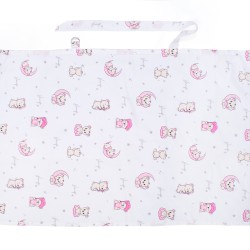 Ποδιά Θηλασμού Bebe Bear's Nest 04 White-Pink Cotton Dimcol (105x70) 1Τεμ