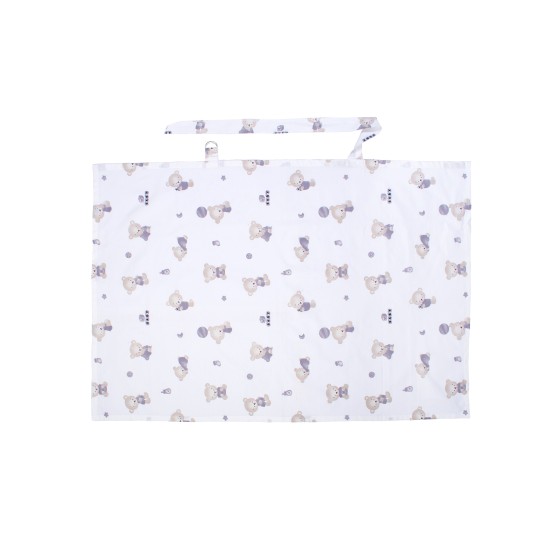 Ποδιά Θηλασμού Bebe Bear's Nest 05 White-Grey Cotton Dimcol (105x70) 1Τεμ