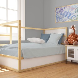 Παπλωματοθήκη Κούνιας Bebe Solid 505 Light Blue-Grey Cotton Dimcol (120x160) 1Τεμ