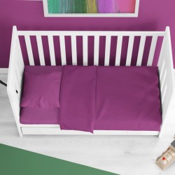 Σεντόνια Βρεφικά Κούνιας Σετ Bebe Solid 501 Dark Magenta Cotton Dimcol (120x160) 3Τεμ