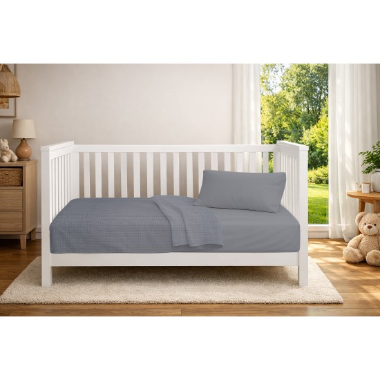Κουβέρτα Πικέ Βρεφική Κούνιας Bebe Solid Classic Grey Cotton Dimcol (125x150) 1Τεμ