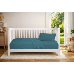 Κουβέρτα Πικέ Βρεφική Κούνιας Bebe Solid Classic Petrol Cotton Dimcol (125x150) 1Τεμ