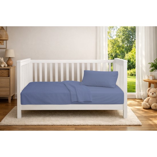 Κουβέρτα Πικέ Βρεφική Κούνιας Bebe Solid Classic Blue Cotton Dimcol (125x150) 1Τεμ