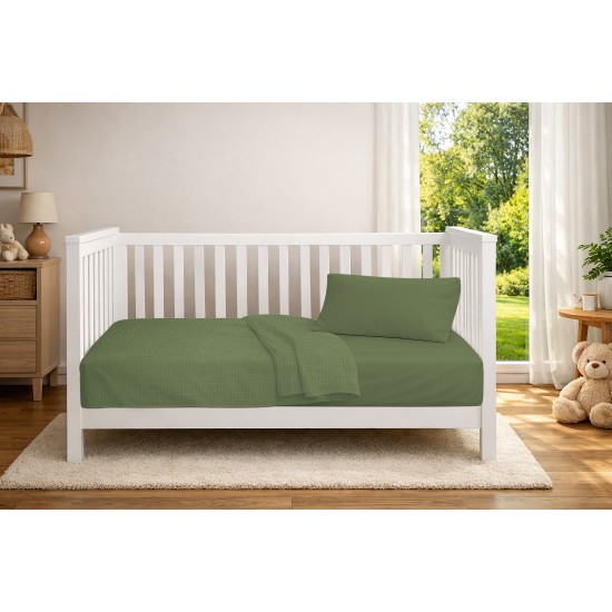 Κουβέρτα Πικέ Βρεφική Κούνιας Bebe Solid Classic Olive Cotton Dimcol (125x150) 1Τεμ