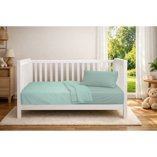 Κουβέρτα Πικέ Βρεφική Κούνιας Bebe Solid Classic Mint Cotton Dimcol (125x150) 1Τεμ