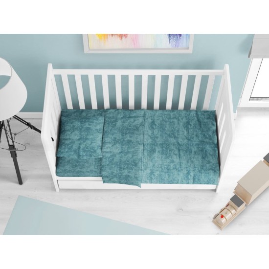 Παπλωματοθήκη Βρεφική Κούνιας Bebe Premium Shadow 616 Petrol Cotton Dimcol (120x160) 1Τεμ