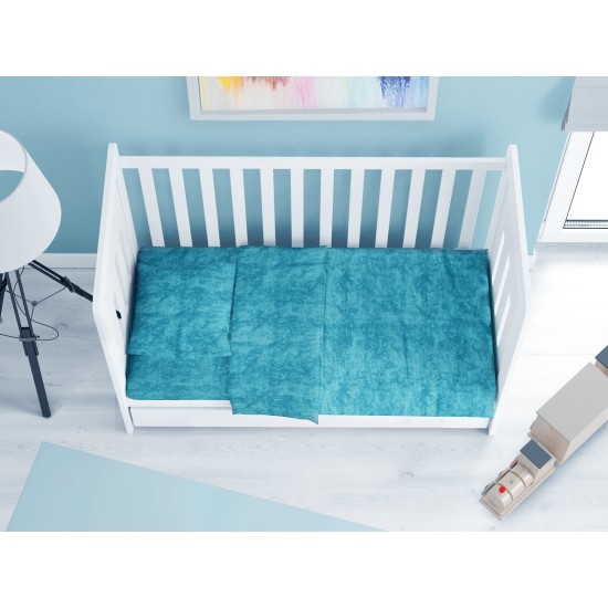 Παπλωματοθήκη Βρεφική Κούνιας Bebe Shadow 620 Turquoise Cotton Dimcol (120x160) 1Τεμ