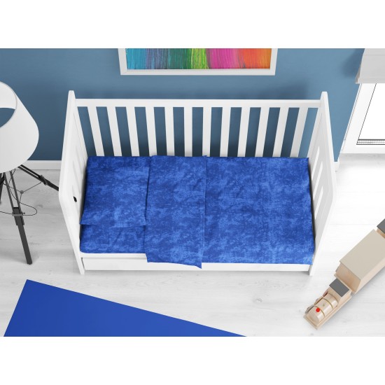 Παπλωματοθήκη Βρεφική Κούνιας Bebe Shadow 631 Electric Blue Cotton Dimcol (120x160) 1Τεμ
