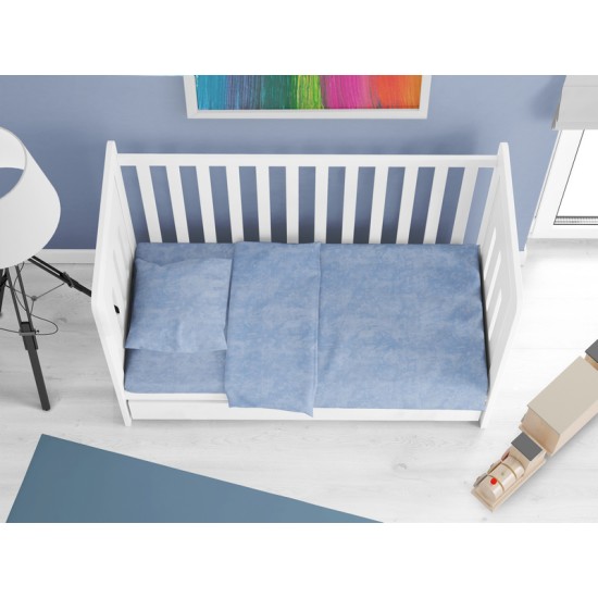 Σεντόνια Κούνιας Σετ Bebe Premium Shadow 614 Sky Blue Cotton Dimcol (120x160) 3Τεμ