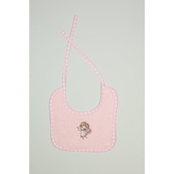 Σαλιάρα Με Κέντημα Bebe Little Angel 141 Pink Cotton Dimcol (25x25) 1Τεμ