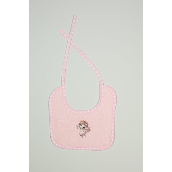 Σαλιάρα Με Κέντημα Bebe Little Angel 141 Pink Cotton Dimcol (25x25) 1Τεμ