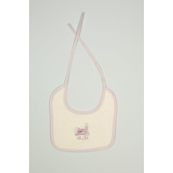 Σαλιάρα Με Κέντημα Bebe Rabbit Girl 148 Ecru Cotton Dimcol (25x25) 1Τεμ