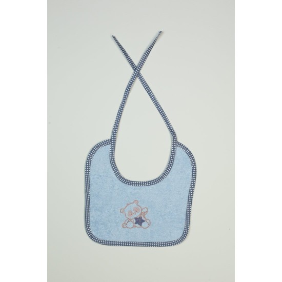 Σαλιάρα Με Κέντημα Bebe Star Bear 151 L.Blue Cotton Dimcol (25x25) 1Τεμ