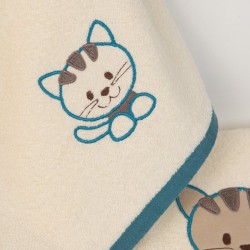 Πετσέτες Βρεφικές Με Κέντημα Σετ Bebe Kitty 138 Ecru Cotton Dimcol 2Τεμ