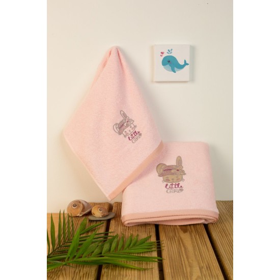 Πετσέτες Βρεφικές Με Κέντημα Σετ Bebe Rabbit Girl 146 Pink Cotton Dimcol 2Τεμ