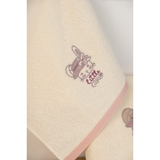 Πετσέτες Βρεφικές Με Κέντημα Σετ Bebe Rabbit Girl 148 Ecru Cotton Dimcol 2Τεμ