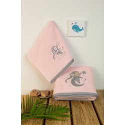 Πετσέτες Βρεφικές Με Κέντημα Σετ Bebe Dreaming Elephant 167 Pink Cotton Dimcol 2Τεμ