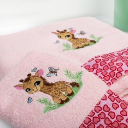 Πετσέτες Παιδικές Σετ Giraffe 171 Pink Cotton Dimcol 2Τεμ