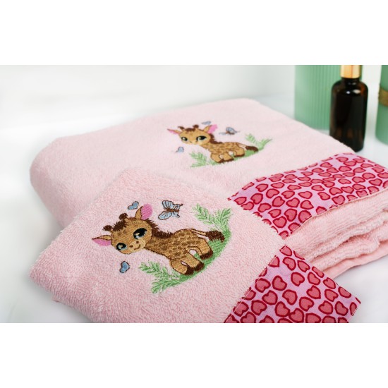 Πετσέτες Παιδικές Σετ Giraffe 171 Pink Cotton Dimcol 2Τεμ