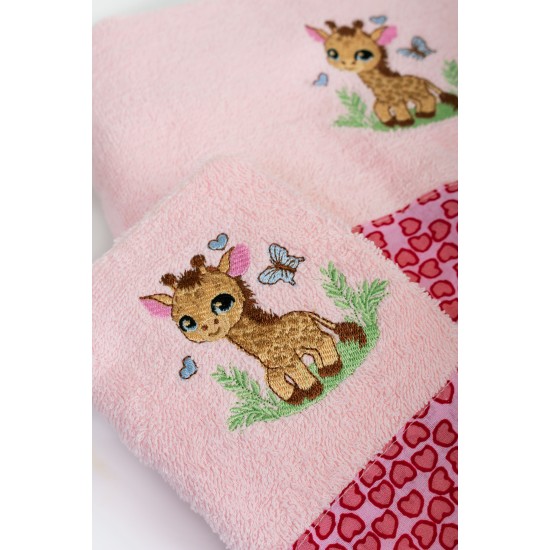 Πετσέτες Παιδικές Σετ Giraffe 171 Pink Cotton Dimcol 2Τεμ