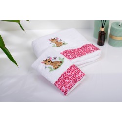Πετσέτες Παιδικές Σετ Giraffe 172 White- Pink Cotton Dimcol 2Τεμ