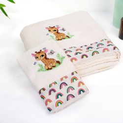 Πετσέτες Παιδικές Σετ Giraffe 173 Ecru-Multi Cotton Dimcol 2Τεμ