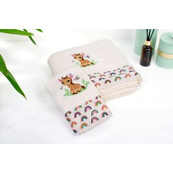 Πετσέτες Παιδικές Σετ Giraffe 173 Ecru-Multi Cotton Dimcol 2Τεμ