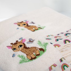 Πετσέτες Παιδικές Σετ Giraffe 173 Ecru-Multi Cotton Dimcol 2Τεμ