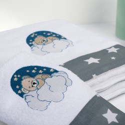 Πετσέτες Παιδικές Σετ Cloudy Bear 176 White-Grey Cotton Dimcol 2Τεμ