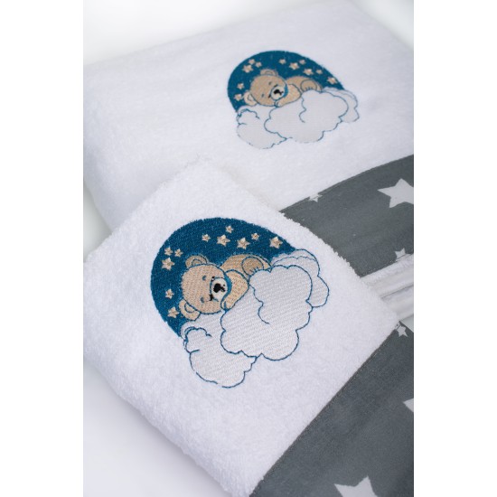 Πετσέτες Παιδικές Σετ Cloudy Bear 176 White-Grey Cotton Dimcol 2Τεμ