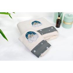 Πετσέτες Παιδικές Σετ Cloudy Bear 177 Ecru-Grey Cotton Dimcol 2Τεμ