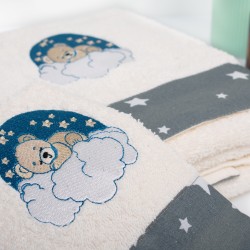 Πετσέτες Παιδικές Σετ Cloudy Bear 177 Ecru-Grey Cotton Dimcol 2Τεμ