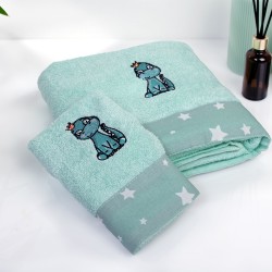 Πετσέτες Παιδικές Σετ Dinosaur 182 Mint Cotton Dimcol 2Τεμ