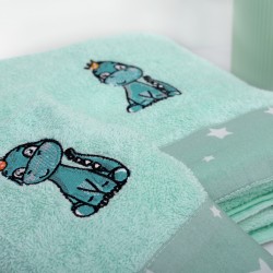Πετσέτες Παιδικές Σετ Dinosaur 182 Mint Cotton Dimcol 2Τεμ